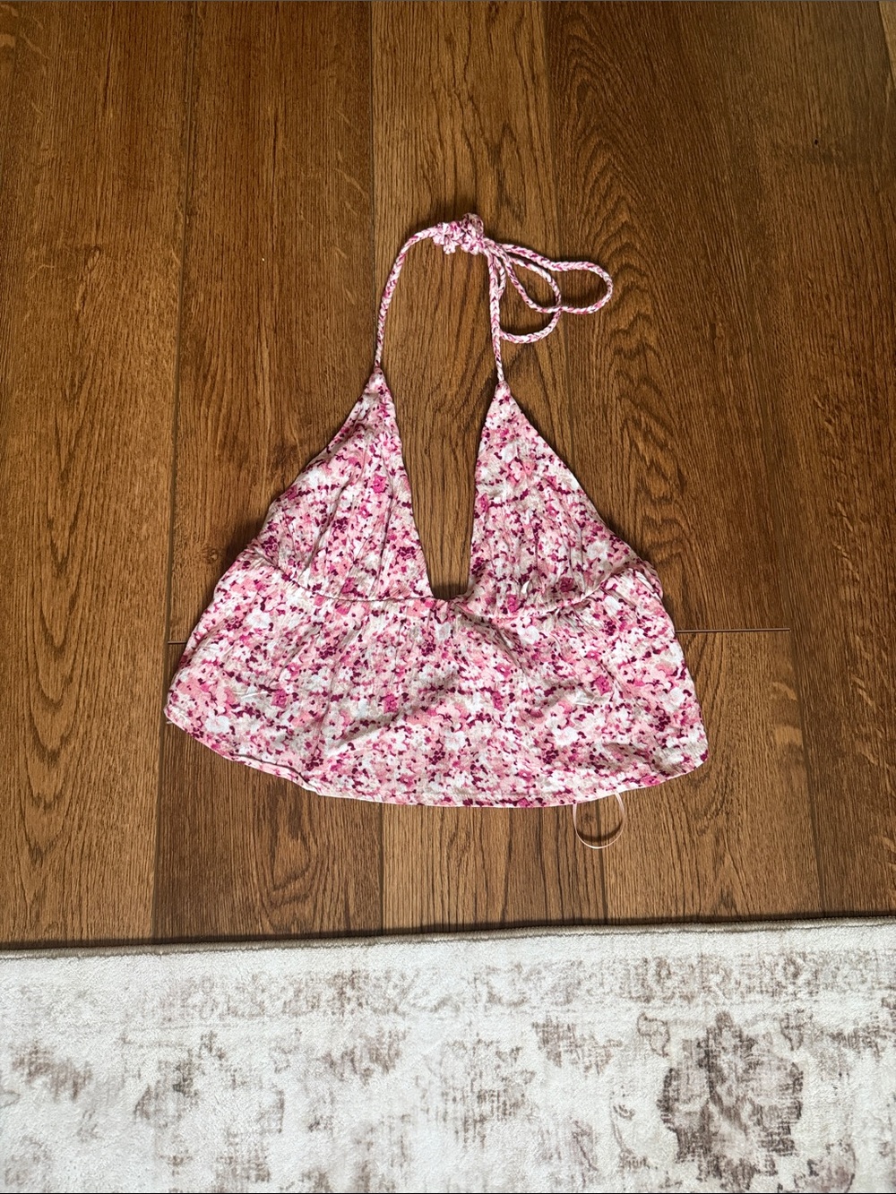 Garage Pink Floral Halter Top